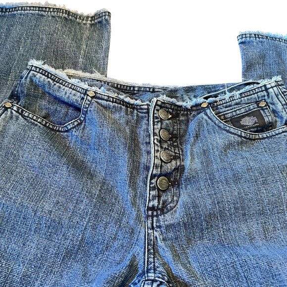 Vintage Harley Davidson Button Fly Raw Hem Mid-Rise Denim Jeans 4 - Picture 3 of 9